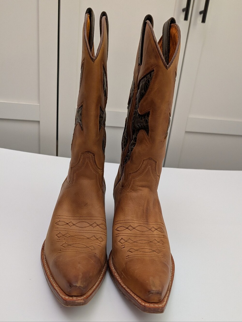 Frye Daisy Duke Studded Cowboy Boots Women's 8.5 Goodyear Welt Brown - Picture 5 of 12